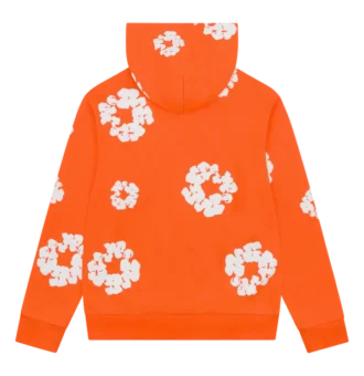 Cotton Wreath Zip Hoodie Orange