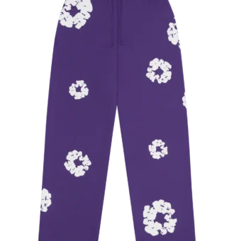 Cotton Wreath Baggy Sweatpants Purple