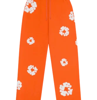 Cotton Wreath Baggy Sweatpants Orange