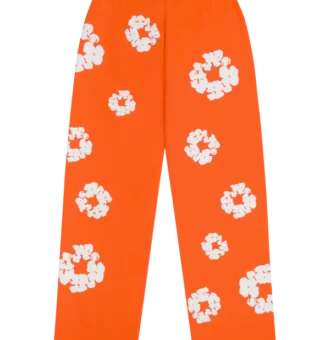 Cotton Wreath Baggy Sweatpants Orange