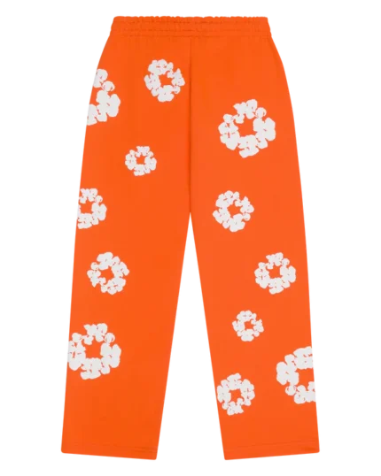 Cotton Wreath Baggy Sweatpants Orange