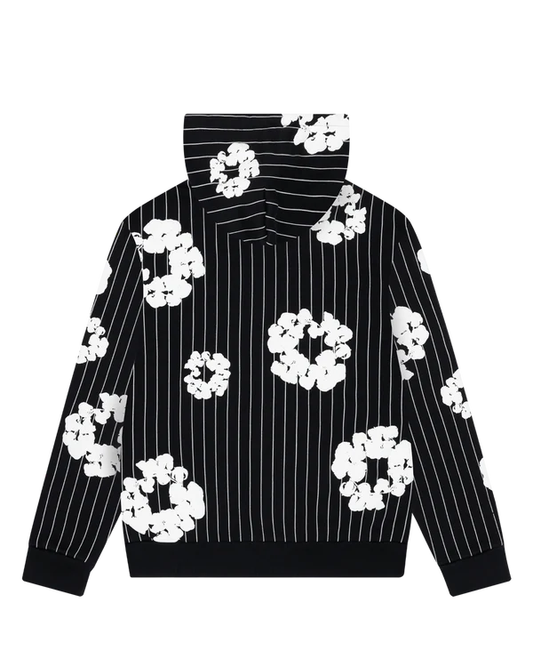 Pinstripe Wreath Zip Hoodie Black