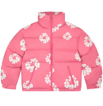 Cotton Wreath Puffer Jacket Pink