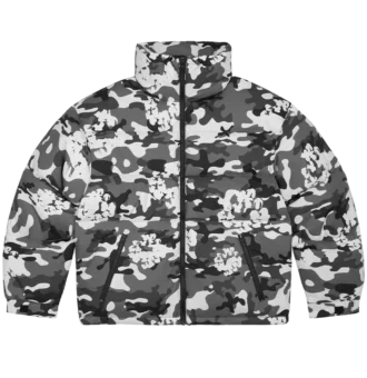 Cotton Wreath Puffer Jacket White Camo