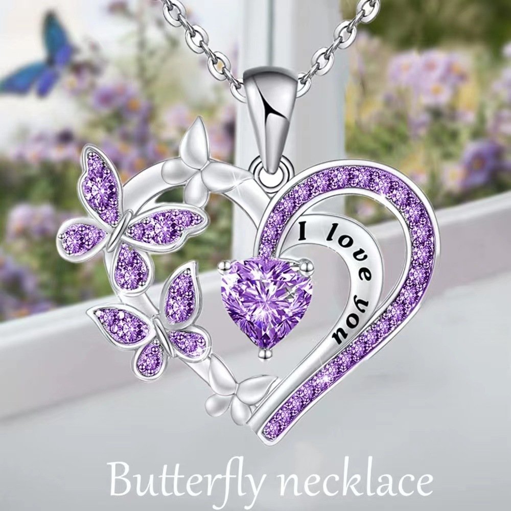 Ins Butterfly Love Necklace With Rhinestones Fashion